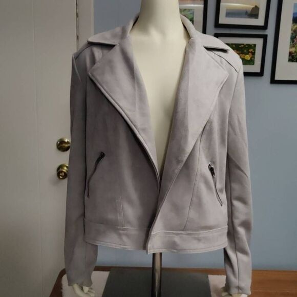 Philosophy Open Front Faux Suede Moto Style Jacket - Picture 1 of 4